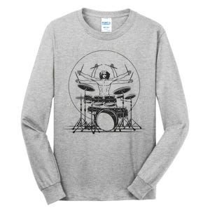 Drummer Playing Rock Band Illustration Tall Long Sleeve T-Shirt