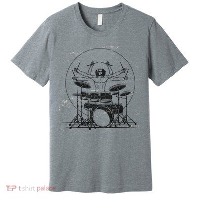 Drummer Playing Rock Band Illustration Premium T-Shirt