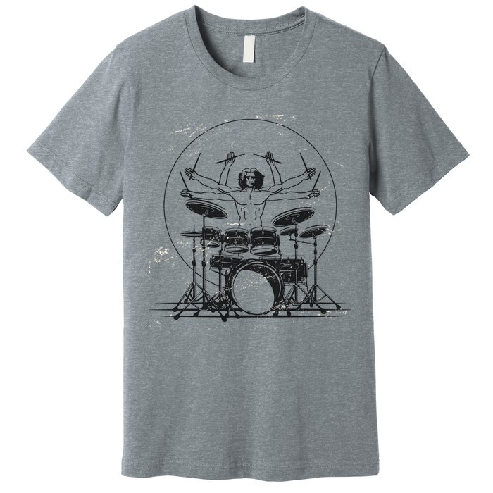 Drummer Playing Rock Band Illustration Premium T-Shirt