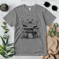 Drummer Playing Rock Band Illustration Premium T-Shirt