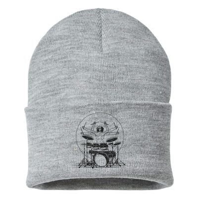 Drummer Playing Rock Band Illustration Sustainable Knit Beanie