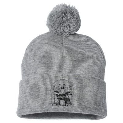 Drummer Playing Rock Band Illustration Pom Pom 12in Knit Beanie