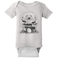 Drummer Playing Rock Band Illustration Baby Bodysuit