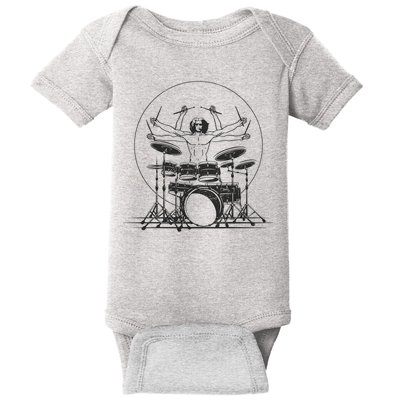 Drummer Playing Rock Band Illustration Baby Bodysuit