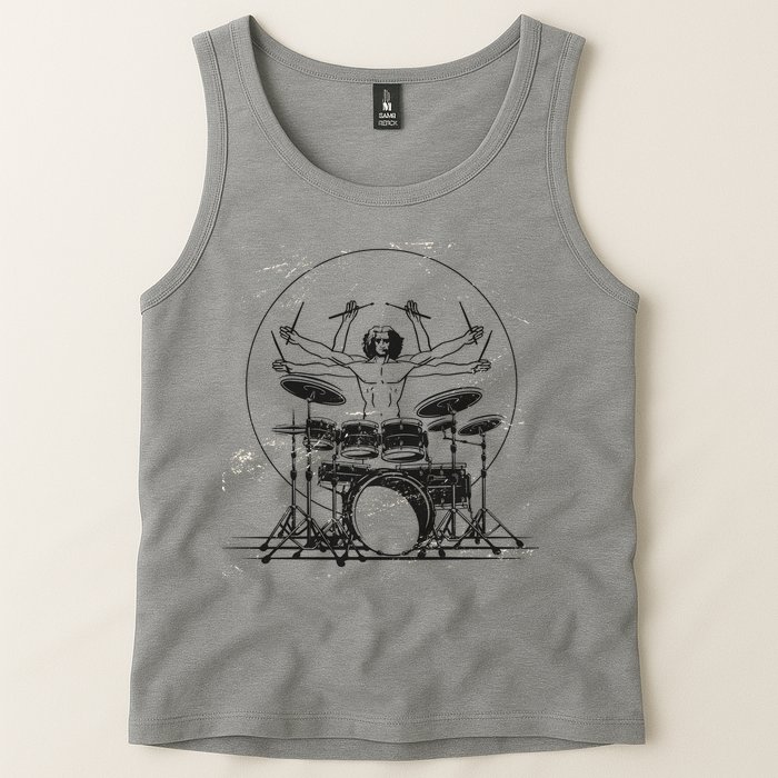 Drummer Playing Rock Band Illustration Tank Top