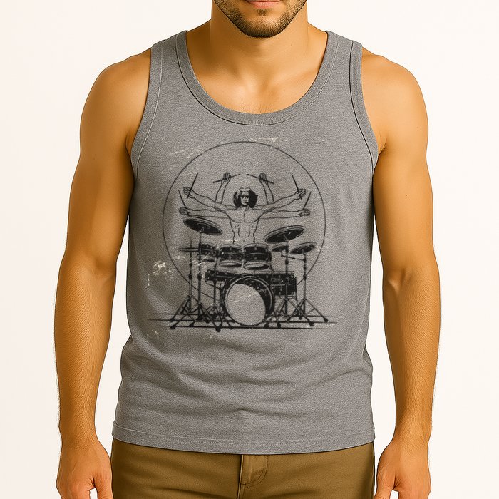 Drummer Playing Rock Band Illustration Tank Top