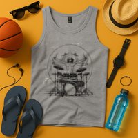 Drummer Playing Rock Band Illustration Tank Top