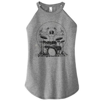 Drummer Playing Rock Band Illustration Women's Perfect Tri Rocker Tank