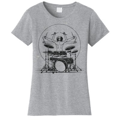 Drummer Playing Rock Band Illustration Women's T-Shirt