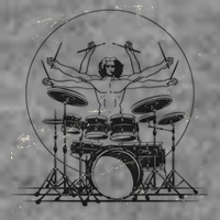 Drummer Playing Rock Band Illustration Women's V-Neck T-Shirt