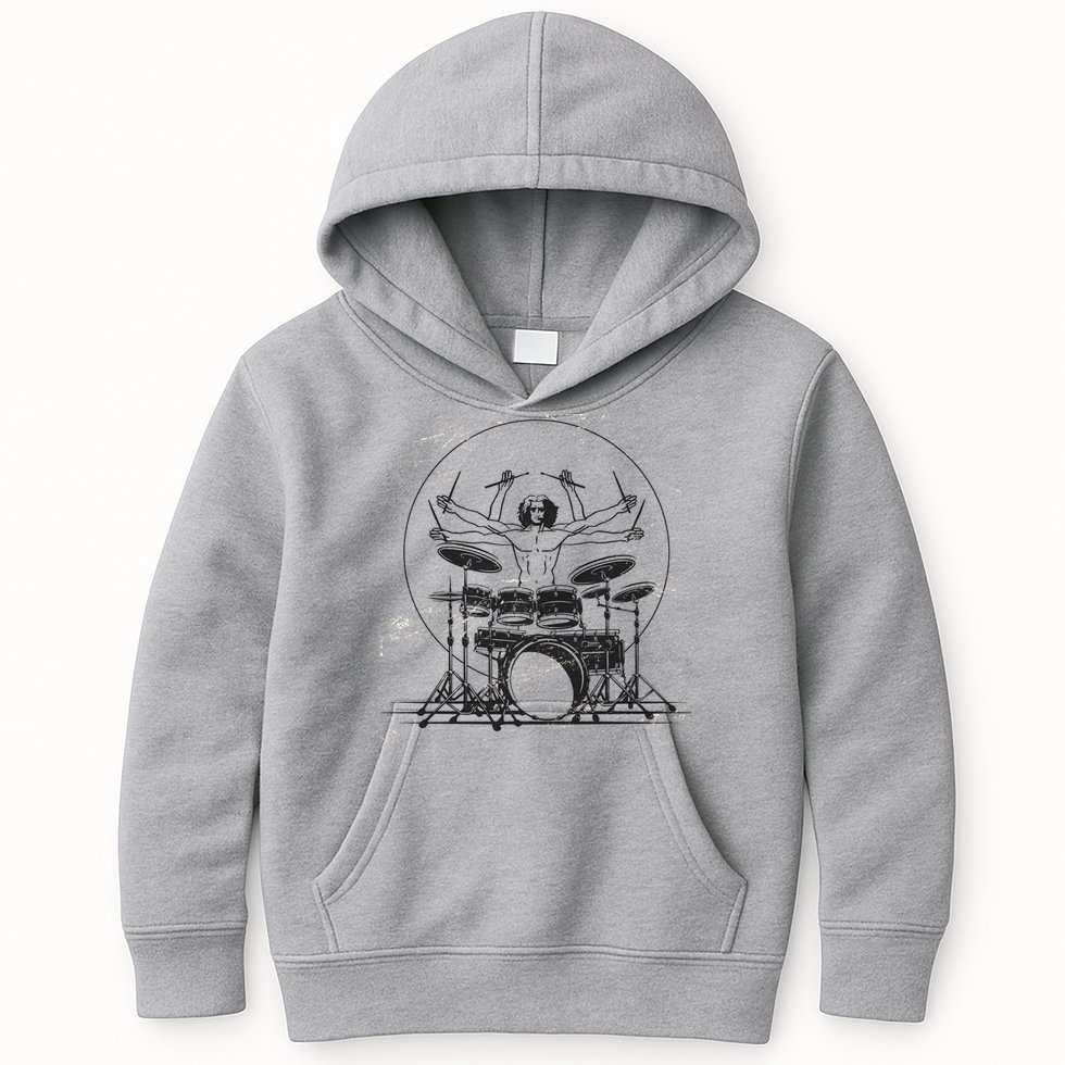 Drummer Playing Rock Band Illustration Kids Hoodie