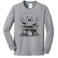 Drummer Playing Rock Band Illustration Kids Long Sleeve Shirt