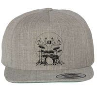 Drummer Playing Rock Band Illustration Wool Snapback Cap