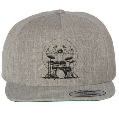 Drummer Playing Rock Band Illustration Wool Snapback Cap