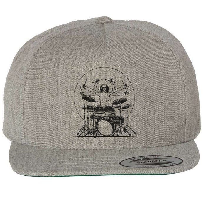 Drummer Playing Rock Band Illustration Wool Snapback Cap