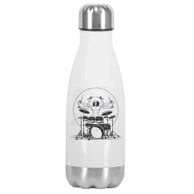 Drummer Playing Rock Band Illustration Stainless Steel Insulated Water Bottle