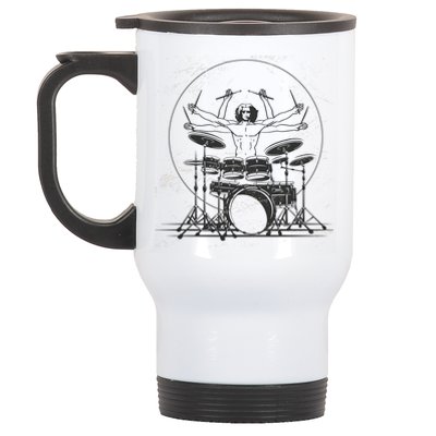 Drummer Playing Rock Band Illustration Stainless Steel Travel Mug