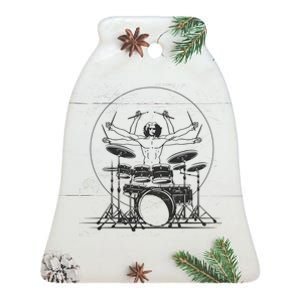 Drummer Playing Rock Band Illustration Ceramic Bell Ornament