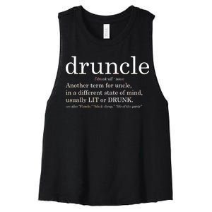 Druncle Another Term For Uncle Usually Lit Women's Racerback Cropped Tank