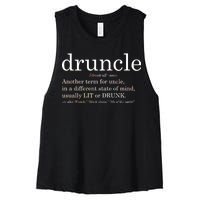 Druncle Another Term For Uncle Usually Lit Women's Racerback Cropped Tank