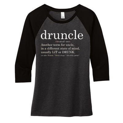 Druncle Another Term For Uncle Usually Lit Women's Tri-Blend 3/4-Sleeve Raglan Shirt