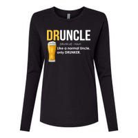 Druncle Like a Normal Uncle Only Drunker Womens Cotton Relaxed Long Sleeve T-Shirt