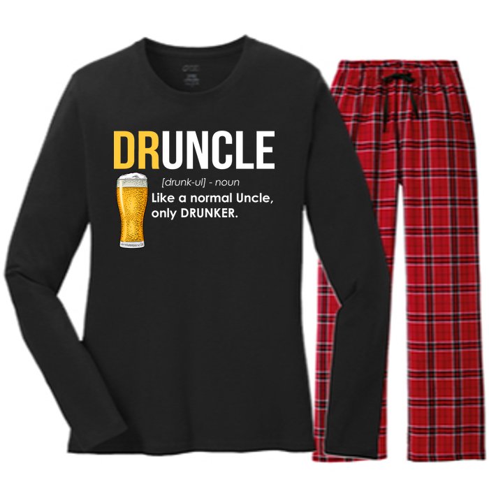 Druncle Like a Normal Uncle Only Drunker Women's Long Sleeve Flannel Pajama Set 