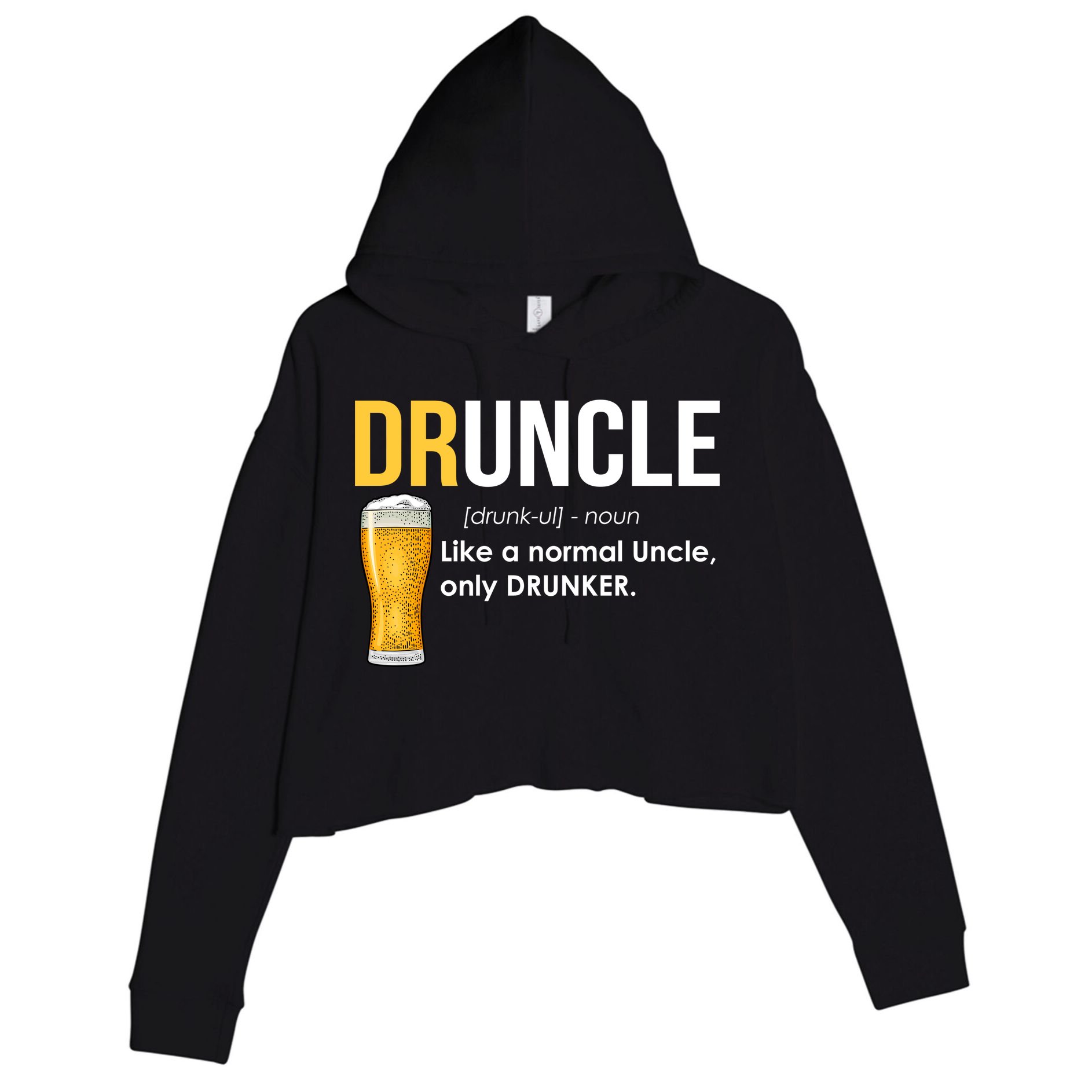 Druncle Like a Normal Uncle Only Drunker Crop Fleece Hoodie