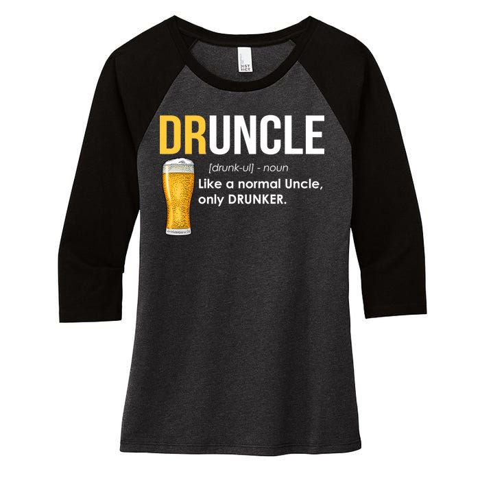 Druncle Like a Normal Uncle Only Drunker Women's Tri-Blend 3/4-Sleeve Raglan Shirt