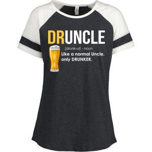 Druncle Like a Normal Uncle Only Drunker Enza Ladies Jersey Colorblock Tee