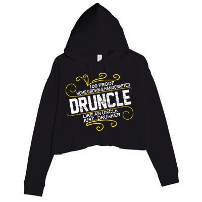 Druncle Like A Uncle Just Drunker Crop Fleece Hoodie
