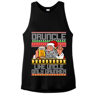 Druncle Like Uncle Only Drunker Ugly Christmas Ladies PosiCharge Tri-Blend Wicking Tank