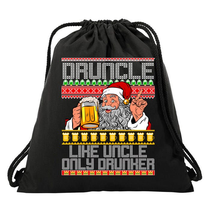 Druncle Like Uncle Only Drunker Ugly Christmas Drawstring Bag