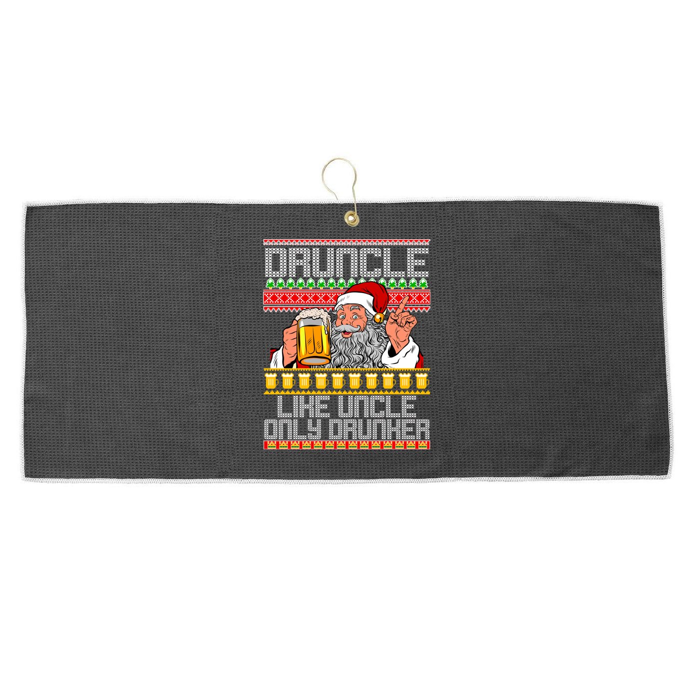 Druncle Like Uncle Only Drunker Ugly Christmas Large Microfiber Waffle Golf Towel