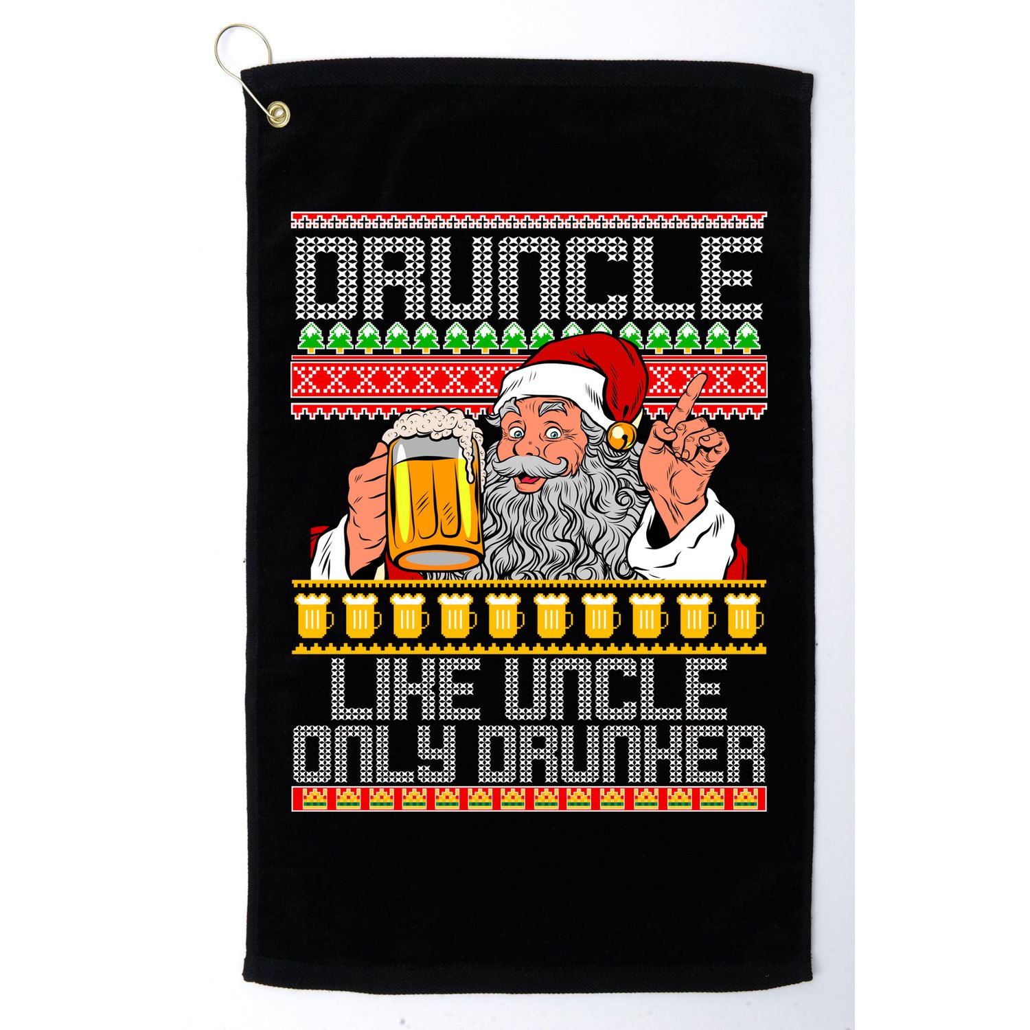 Druncle Like Uncle Only Drunker Ugly Christmas Golf Towel