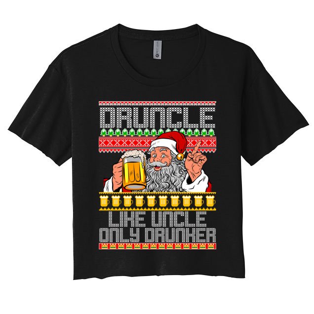 Druncle Like Uncle Only Drunker Ugly Christmas Crop Top