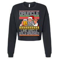 Druncle Like Uncle Only Drunker Ugly Christmas Cropped Pullover Crew