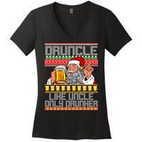 Druncle Like Uncle Only Drunker Ugly Christmas Women's V-Neck T-Shirt