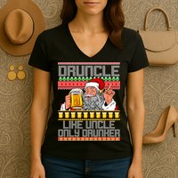 Druncle Like Uncle Only Drunker Ugly Christmas Women's V-Neck T-Shirt
