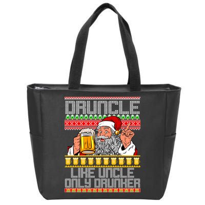 Druncle Like Uncle Only Drunker Ugly Christmas Zip Tote Bag