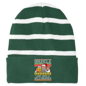 Druncle Like Uncle Only Drunker Ugly Christmas Striped Beanie with Solid Band