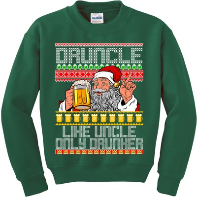 Druncle Like Uncle Only Drunker Ugly Christmas Kids Sweatshirt