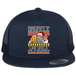 Druncle Like Uncle Only Drunker Ugly Christmas Flat Bill Trucker Hat