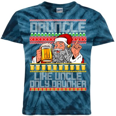 Druncle Like Uncle Only Drunker Ugly Christmas Kids Tie-Dye T-Shirt