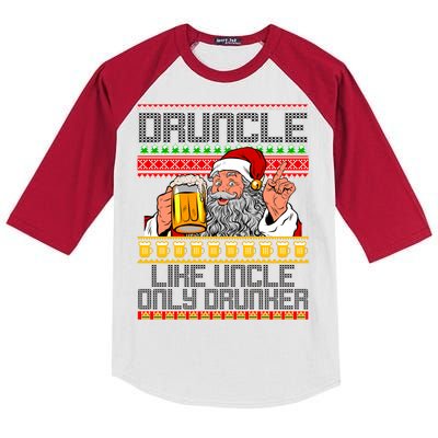 Druncle Like Uncle Only Drunker Ugly Christmas Kids Colorblock Raglan Jersey