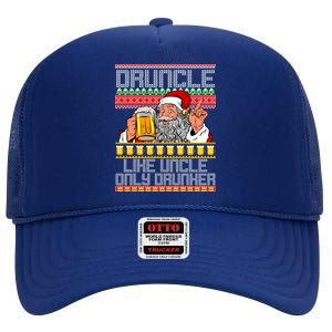 Druncle Like Uncle Only Drunker Ugly Christmas High Crown Mesh Back Trucker Hat