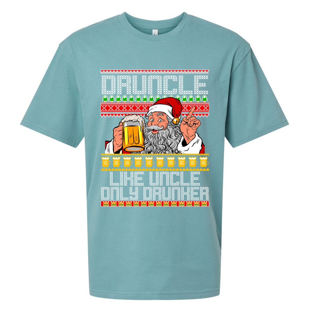 Druncle Like Uncle Only Drunker Ugly Christmas Sueded Cloud Jersey T-Shirt