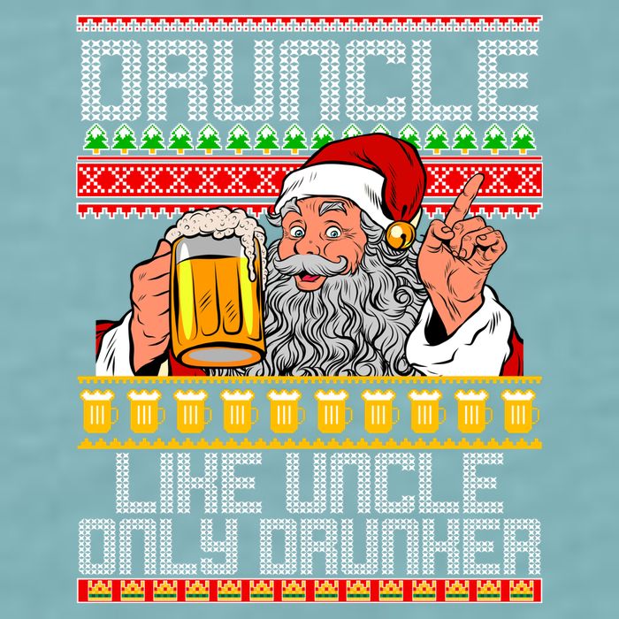 Druncle Like Uncle Only Drunker Ugly Christmas Sueded Cloud Jersey T-Shirt