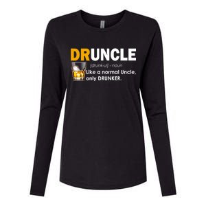 Druncle Normal Uncle Only Drunker Whiskey Womens Cotton Relaxed Long Sleeve T-Shirt