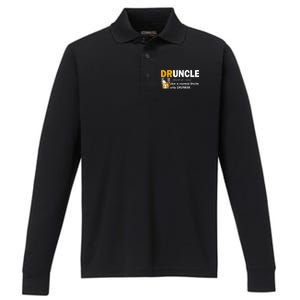 Druncle Normal Uncle Only Drunker Whiskey Performance Long Sleeve Polo